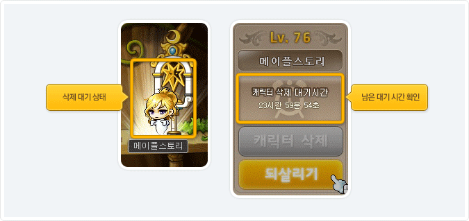 캐릭터 삭제 대기